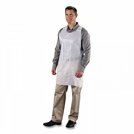 Poly Apron, 24 x 42, One Size Fits Most, White, 100/Pack, 10 Packs/Carton (DA2442)