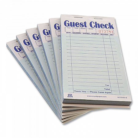 Guest Check Pad, 17 Lines, Two-Part Carbon, 3.5 x 6.7, 50 Forms/Pad, 50 Pads/Carton (GC60002)