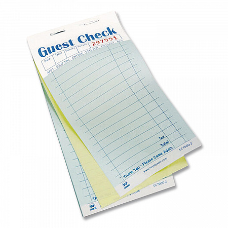 Guest Check Pad, 17 Lines, Two-Part Carbon, 3.5 x 6.7, 50 Forms/Pad, 50 Pads/Carton (GC60002)