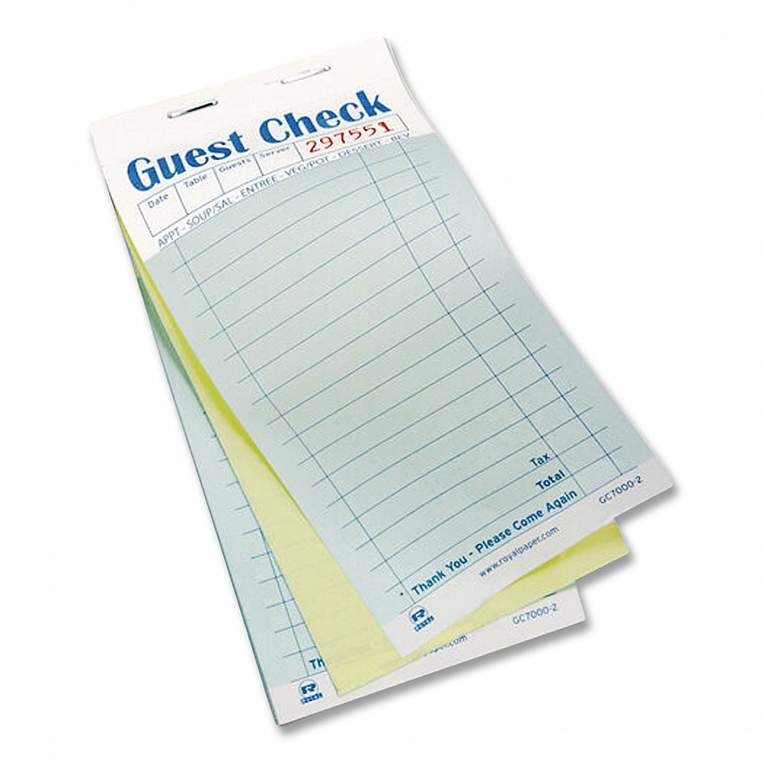 Guest Check Pad, 17 Lines, Two-Part Carbon, 3.5 x 6.7, 50 Forms/Pad, 50 Pads/Carton (GC60002)