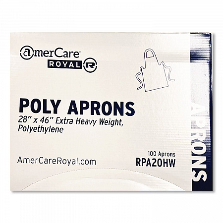 Heavyweight Poly Aprons, 28 x 46, 1.77 mil, One Size Fits Most, White, 500/Carton (RPA20HW)