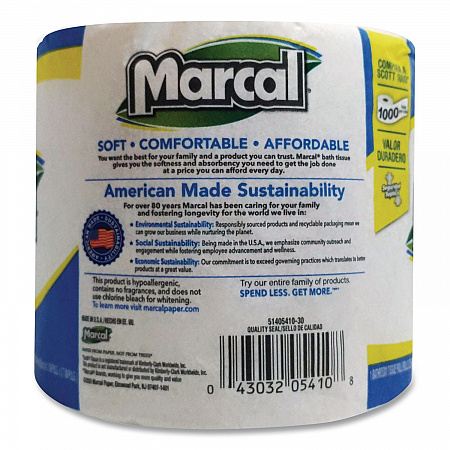 100% Recycled Bathroom Tissue, Septic Safe, 2 Ply, White, 500 Sheets/Roll, 96 Rolls/Carton (2208)