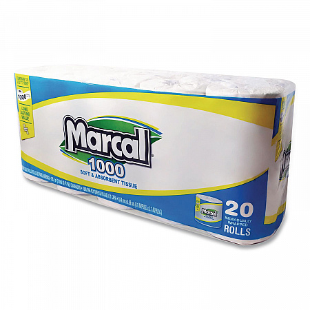 100% Recycled Bathroom Tissue, Septic Safe, 2 Ply, White, 500 Sheets/Roll, 96 Rolls/Carton (2208)