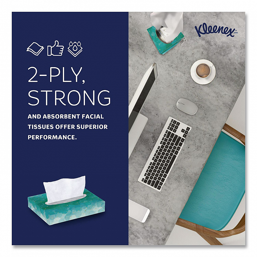 White Facial Tissue Junior Pack, 2-Ply, 48 Sheets/Box, 64 Boxes/Carton (21195)