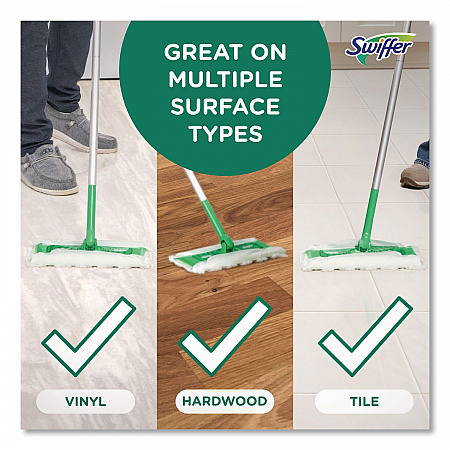 Sweep and Mop 2-in-1 Dry + Wet Floor Mopping and Sweeping Kit, 12.4 x 2.95 Mop Head, Silver Plastic Handle, 6/Carton (16516CT)