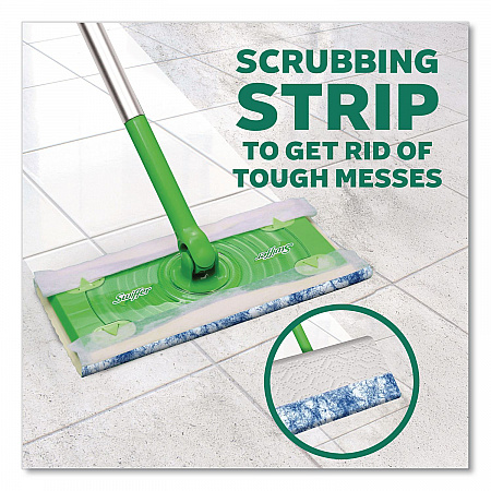 Sweep and Mop 2-in-1 Dry + Wet Floor Mopping and Sweeping Kit, 12.4 x 2.95 Mop Head, Silver Plastic Handle, 6/Carton (16516CT)
