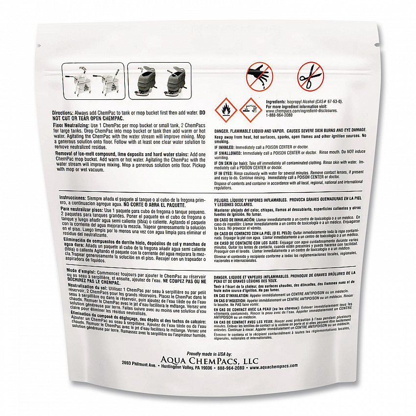 Aqua ChemPacs Floor Conditioner and Neutralizer, 100 ChemPacs/Carton (9320929)