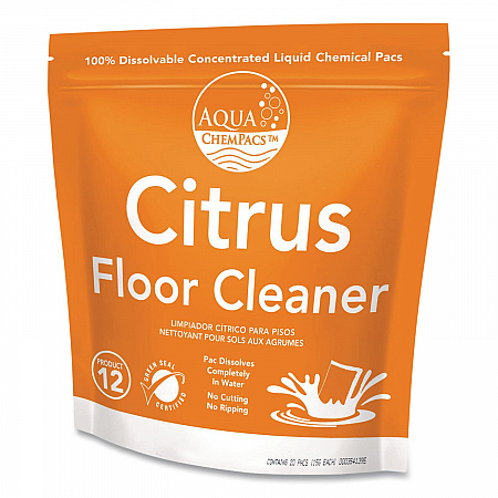 Aqua ChemPacs Citrus Floor Cleaner, Citrus Scent, 100 ChemPacs/Pack (9320930)