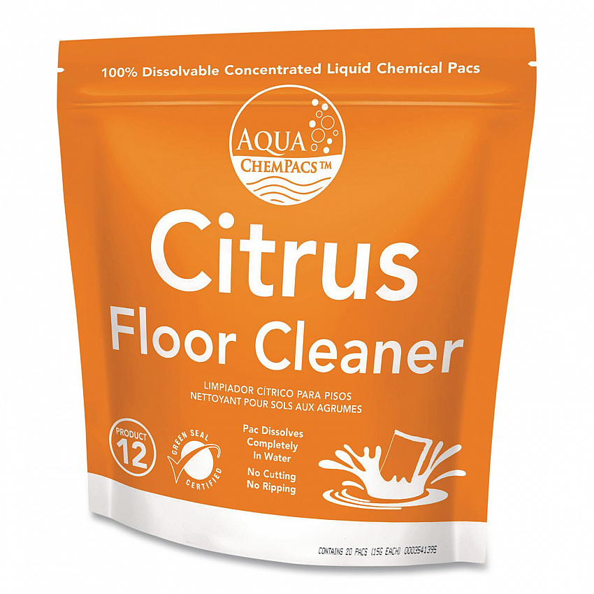 Aqua ChemPacs Citrus Floor Cleaner, Citrus Scent, 100 ChemPacs/Pack (9320930)