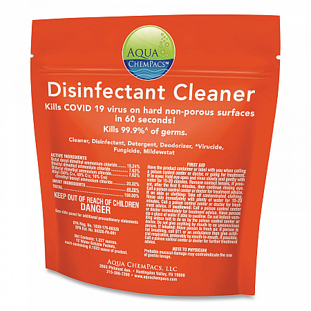 Aqua ChemPacs Disinfectant Cleaner Pods, Marine Scent, 100 Chem Pacs/Pack, 4/Carton (9321131)