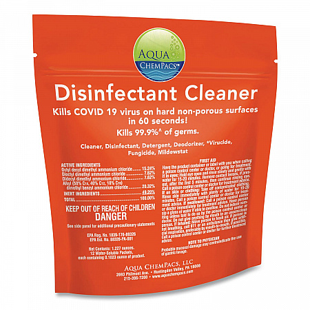 Aqua ChemPacs Disinfectant Cleaner Pods, Marine Scent, 100 Chem Pacs/Pack, 4/Carton (9321131)