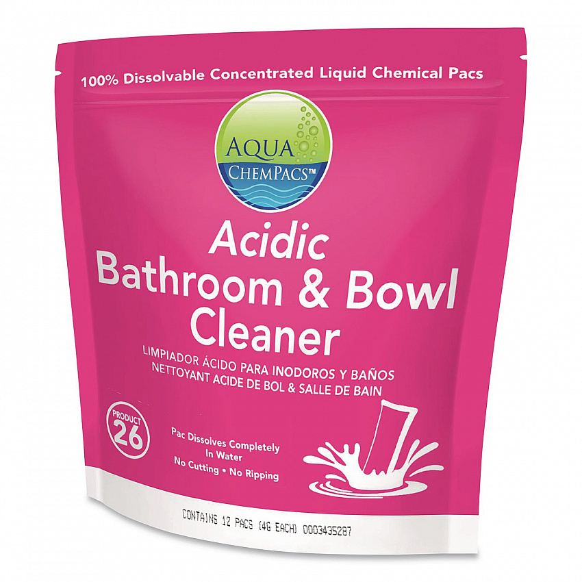 Aqua ChemPacs Acidic Bathroom and Bowl Cleaner, Lavender Scent, 4 g Packets, 12 ChemPacs/Pack, 4 Packs/Carton (9320870)
