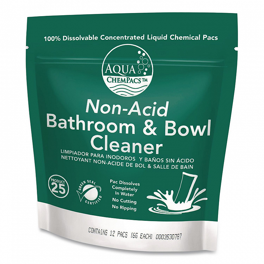 Aqua ChemPacs Non-Acid Bathroom and Bowl Cleaner Starter Pack with Empty 32 oz Spray Bottle, Lavender, 12 ChemPacs/Carton (9321000)