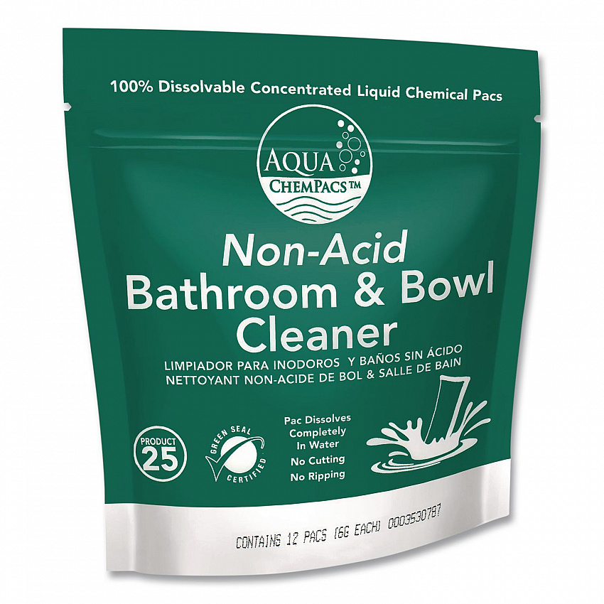 Aqua ChemPacs Non-Acid Bathroom and Bowl Cleaner Starter Pack with Empty 32 oz Spray Bottle, Lavender, 12 ChemPacs/Carton (9321000)
