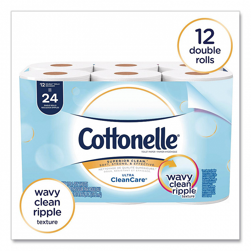 Clean Care Bathroom Tissue, Septic Safe, 1-Ply, White, 170 Sheets/Roll, 12 Rolls/Pack (12456PK)