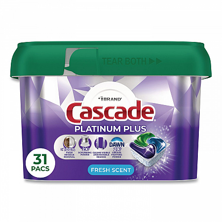 Platinum Plus ActionPacs Dishwasher Detergent Pods, Fresh Scent, 20.7 oz Tub, 31/Pack (06157PK)
