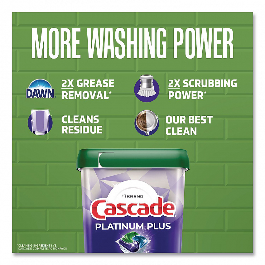 Platinum Plus ActionPacs Dishwasher Detergent Pods, Fresh Scent, 20.7 oz Tub, 31/Pack (06157PK)