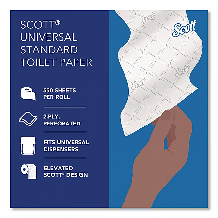 Essential Standard Roll Bathroom Tissue for Business, Septic Safe, 2-Ply, White, 550 Sheets/Roll (04460RL)