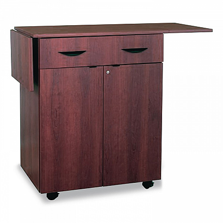 Hospitality Cart with Drop Leaves, Engineered Wood, 3 Shelves, 1 Drawer, 32.5