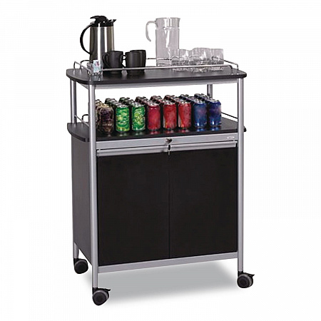 Mobile Beverage Cart, Plastic, 4 Shelves, 33.5