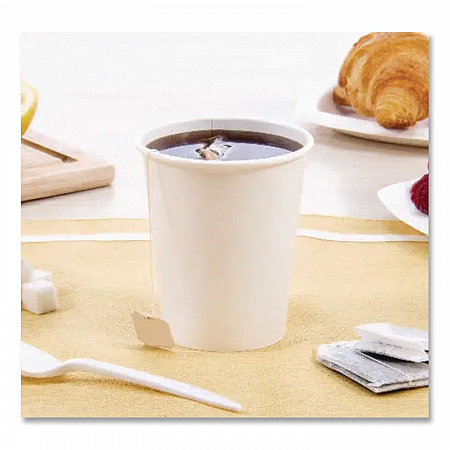 Single-Sided Poly Paper Hot Cups, 10 oz, White, 50/Sleeve, 20 Sleeves/Carton (370W)