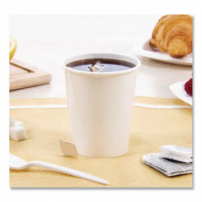 Single-Sided Poly Paper Hot Cups, 10 oz, White, 50/Sleeve, 20 Sleeves/Carton (370W)