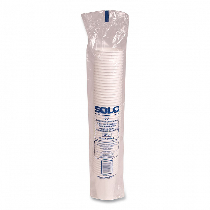 Paper Hot Cups, 12 oz, White, 50/Pack (412WNPK)