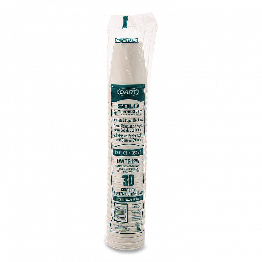 ThermoGuard Paper Hot Cup, 12 oz, White, 30/Pack (DWTG12WPK)