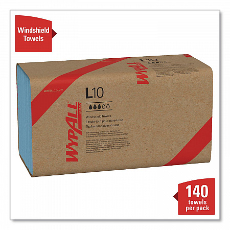 L10 Windshield Towels, Banded, 2-Ply, 9.38 x 10.25, Light Blue, 140/Pack, 16 Packs/Carton (05120)