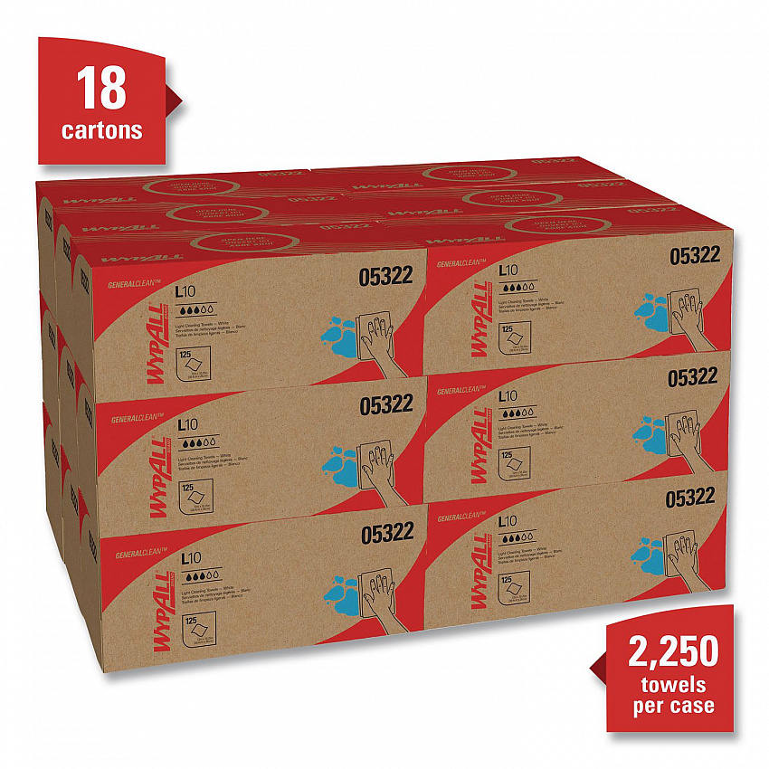 L10 Towels POP-UP Box, 1-Ply, 12 x 10.25, White, 125/Box, 18 Boxes/Carton (05322)