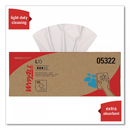 L10 Towels POP-UP Box, 1-Ply, 12 x 10.25, White, 125/Box, 18 Boxes/Carton (05322)