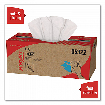 L10 Towels POP-UP Box, 1-Ply, 12 x 10.25, White, 125/Box, 18 Boxes/Carton (05322)