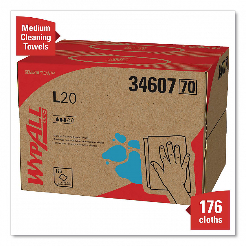 L20 Towels, BRAG Box, 11.1 x 16.8, Unscented, White, 176/Box (34607)