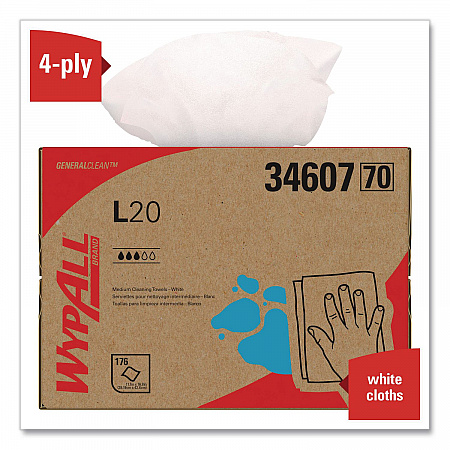 L20 Towels, BRAG Box, 11.1 x 16.8, Unscented, White, 176/Box (34607)