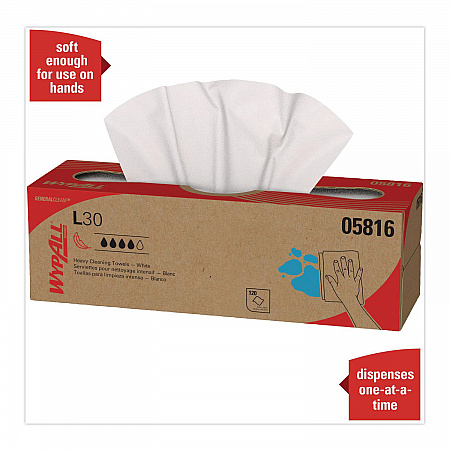 L30 Towels, POP-UP Box, 9.8 x 16.4, White, 120/Box, 6 Boxes/Carton (05816)