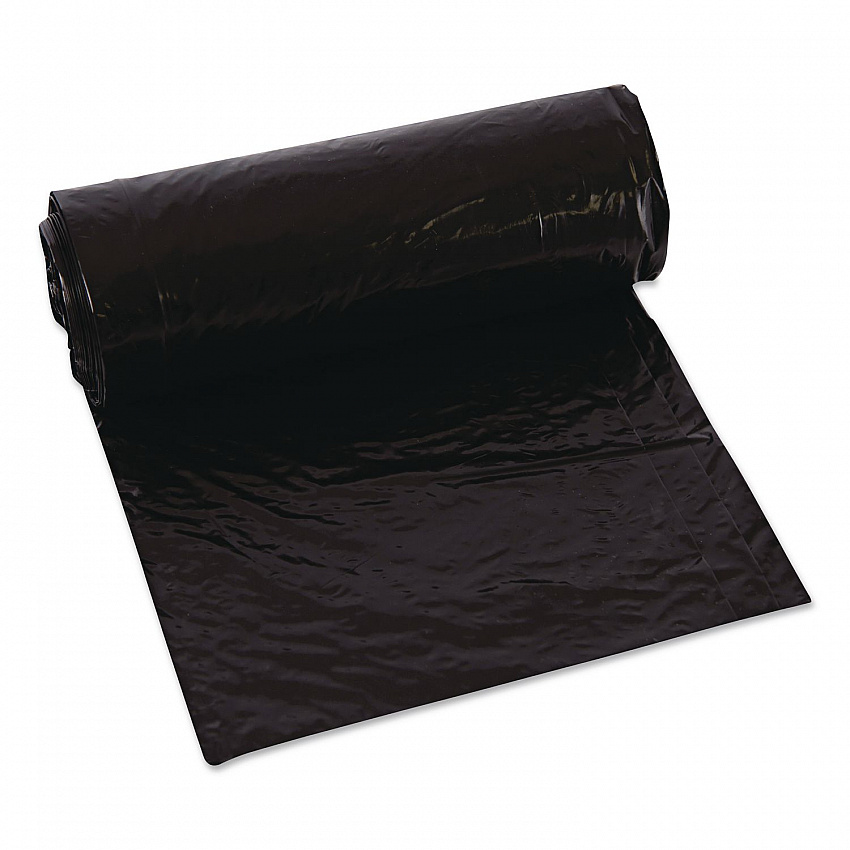 Linear Low-Density Can Liners, 60 gal, 0.9 mil, 38 x 58, Black, 10 Bags/Roll, 10 Rolls/Carton (B60790196)