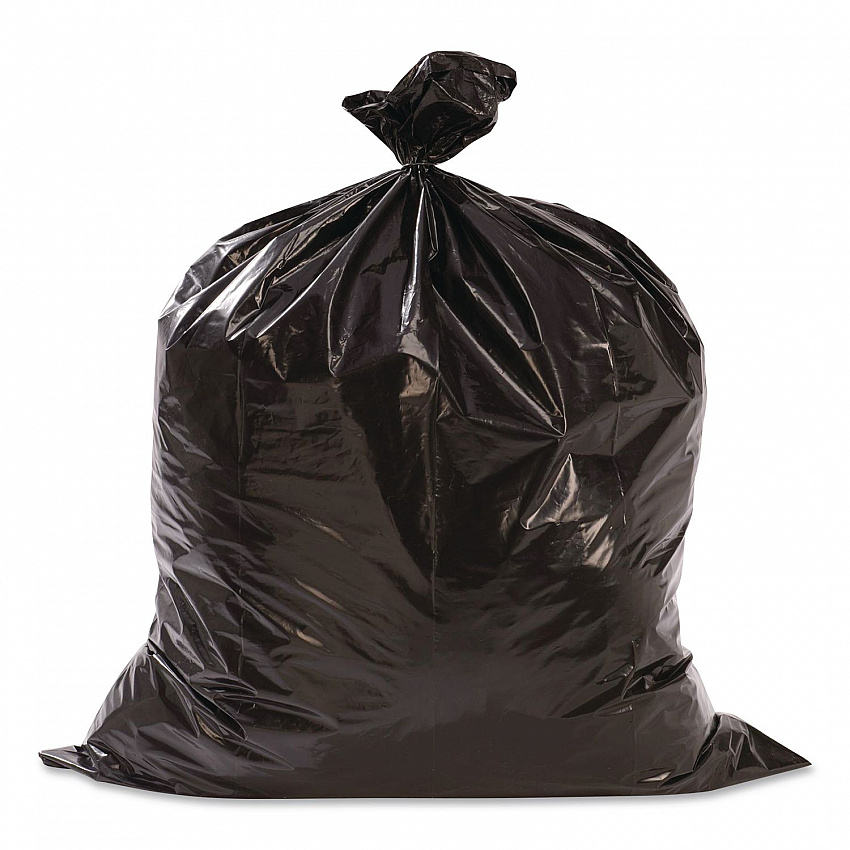Heavy-Duty Low-Density Wing Tie Contractor Bags, 42 gal, 3 mil, 32.75" x 45.13", Black, 20 Bags/Roll, 4 Rolls/Carton (WTCON42GAL)