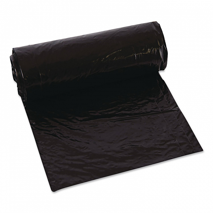 Heavy-Duty Low-Density Wing Tie Contractor Bags, 55 gal, 3 mil, 35.75" x 53.88", Black, 15 Bags/Roll, 4 Rolls/Carton (WTCON55GAL)