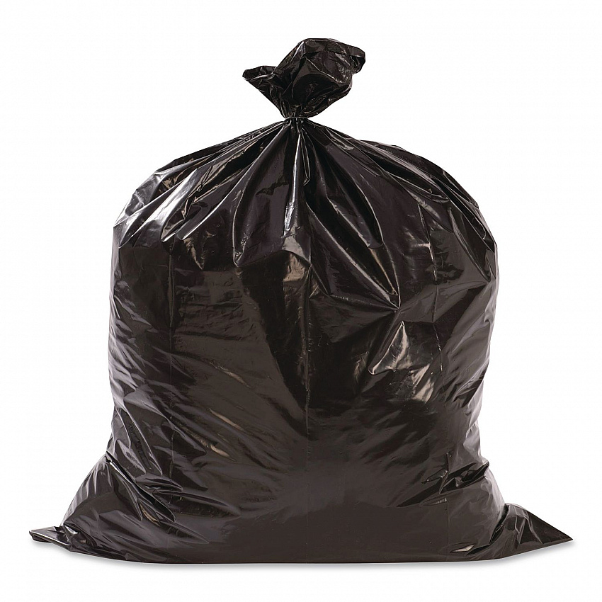 Heavy-Duty Low-Density Wing Tie Contractor Bags, 55 gal, 3 mil, 35.75" x 53.88", Black, 15 Bags/Roll, 4 Rolls/Carton (WTCON55GAL)
