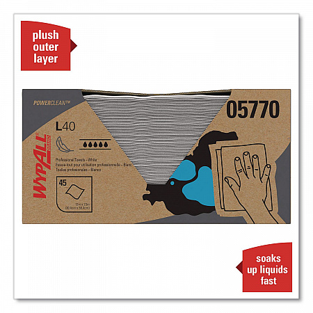 L40 Towels, Pro Towels, 12 x 23, White, 45/Box, 12 Boxes/Carton (05770)