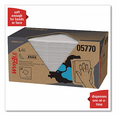 L40 Towels, Pro Towels, 12 x 23, White, 45/Box, 12 Boxes/Carton (05770)