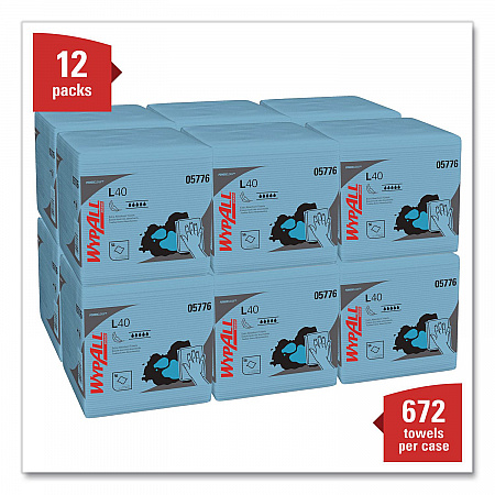 L40 Wiper, 1/4 Fold, Blue, 12.5 x 12, 56/Box, 12 Boxes/Carton (05776)