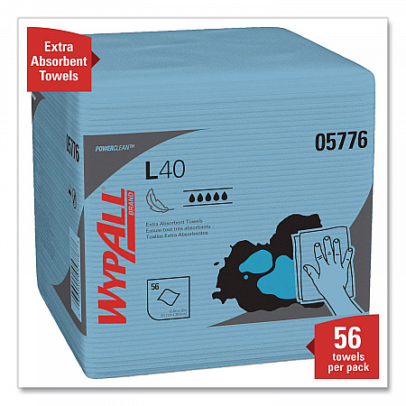 L40 Wiper, 1/4 Fold, Blue, 12.5 x 12, 56/Box, 12 Boxes/Carton (05776)
