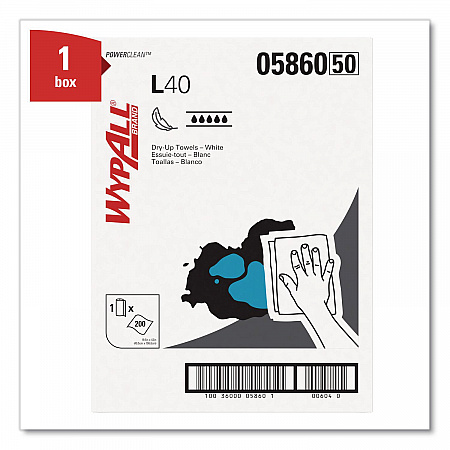 L40 Towels, Dry Up Towels, 19.5 x 42, White, 200 Towels/Roll (05860)