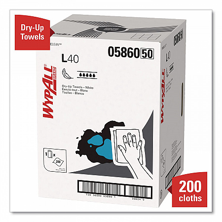 L40 Towels, Dry Up Towels, 19.5 x 42, White, 200 Towels/Roll (05860)