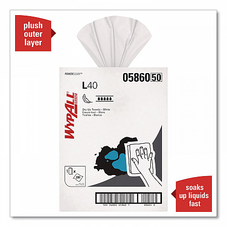 L40 Towels, Dry Up Towels, 19.5 x 42, White, 200 Towels/Roll (05860)