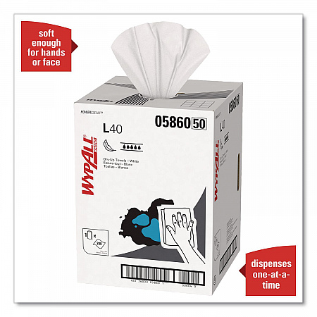 L40 Towels, Dry Up Towels, 19.5 x 42, White, 200 Towels/Roll (05860)