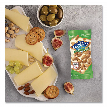 Whole Natural Almonds, Snack Size, 4 oz Bag, 12 Bags/Box (BLU11025)
