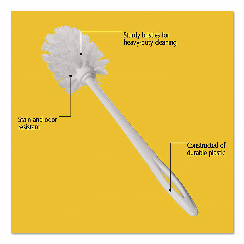 Commercial-Grade Toilet Bowl Brush, 10" Handle, White, 24/Carton (631000WECT)