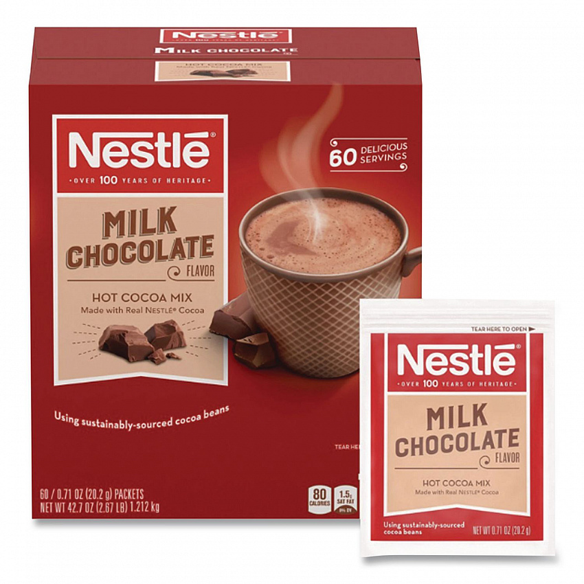 Hot Cocoa Mix, Milk Chocolate, 0.71 oz Packet, 60 Packets/Box (26791)